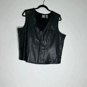 Chandler Hill Black Leather Zip Vest with Knit Back